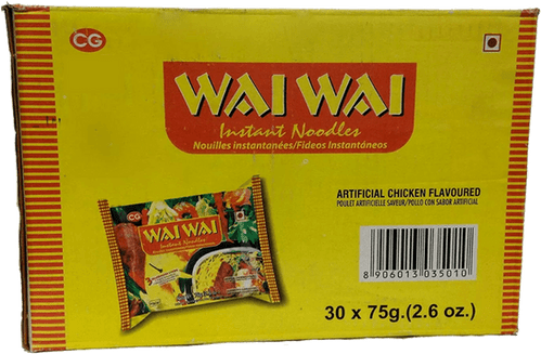 WAI WAI CHICKEN NOODLES 30X75G-BOX