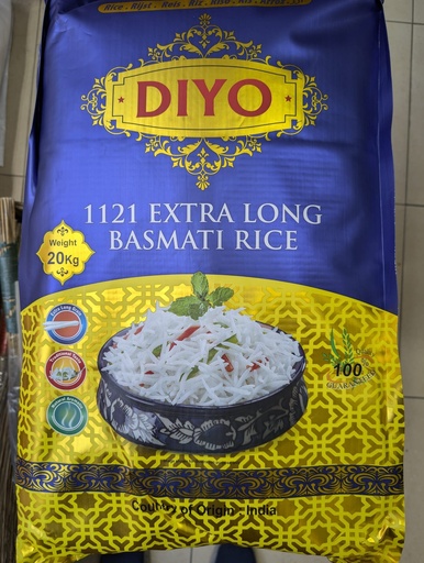 Diyo Extra Long Basmati Rice 20 KG